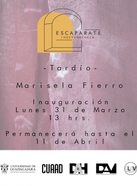 Cartel de la Inauguración de la exposición "Tardío" de Marisela Fierro Cartel de la Inauguración de la exposición "Tardío" de Marisela Fierro
