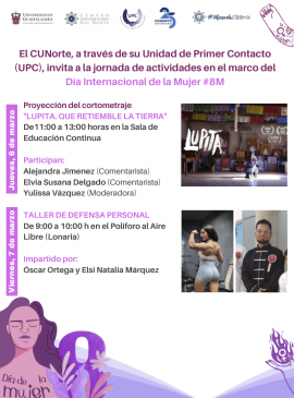 Cartel de la Jornada de actividades en el marco del Día Internacional de la Mujer #8M en el CUNorte Cartel de la Jornada de actividades en el marco del Día Internacional de la Mujer #8M en el CUNorte