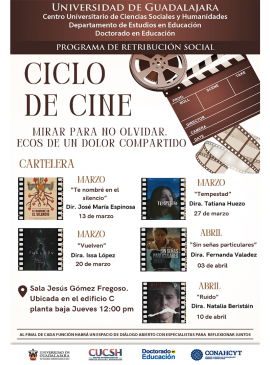 Cartel del Ciclo de cine: Mirar para no olvidar. Ecos de un dolor compartido Cartel del Ciclo de cine: Mirar para no olvidar. Ecos de un dolor compartido