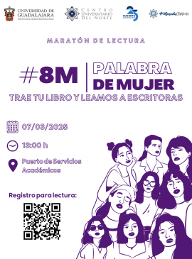 Cartel del Maratón de lectura #8M en el CUNorte Cartel del Maratón de lectura #8M en el CUNorte