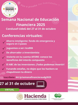Cartel de la Semana Nacional de Educación Financiera CONDUSEF-UDEG 2025