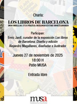 Cartel de la Charla: Los libros de Barcelona. Dos orillas, una página: diálogo entre diseñadores