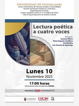 Cartel de la Lectura poética a cuatro voces