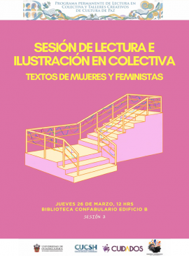 Cartel de la Sesión de lectura e ilustración en colectiva. Textos de mujeres y feministas