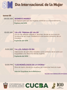 Cartel del 8M, Día Internacional de la Mujer en el CUCBA