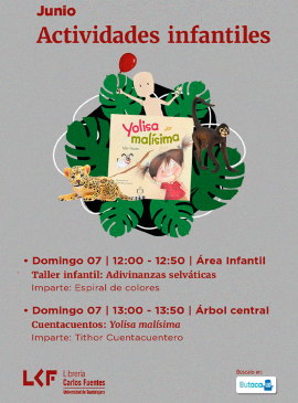 Cartel del Taller infantil. Título Adivinanzas selváticas