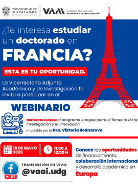 Cartel del Webinario: “Horizonte Europa: el programa europeo para el fomento de la investigación y la innovación”
