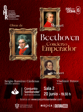 Cartel de la Orquesta de Cámara Higinio Ruvalcaba. Programa 6: Beethoven, concierto para piano N°5
