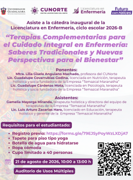 Cartel de la Cátedra inaugural de la Licenciatura en Enfermería, ciclo escolar 2026-B
