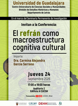 Cartel de la Conferencia: El refrán como macroestructura cognitiva cultural