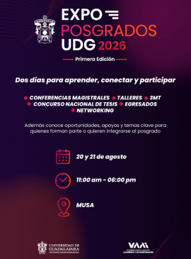 Cartel de la Expo Posgrados UdeG 2026, primera edición