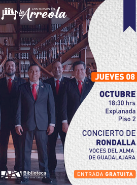 Cartel de Los jueves en la Arreola. Concierto de Rondalla. Voces del alma de Guadalajara