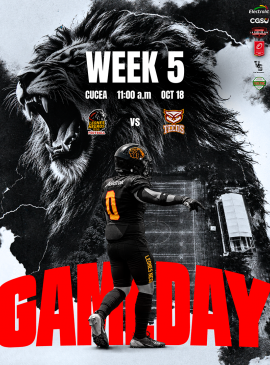 Cartel del Clásico Universitario de Fútbol Americano entre Leones Negros vs Tecos