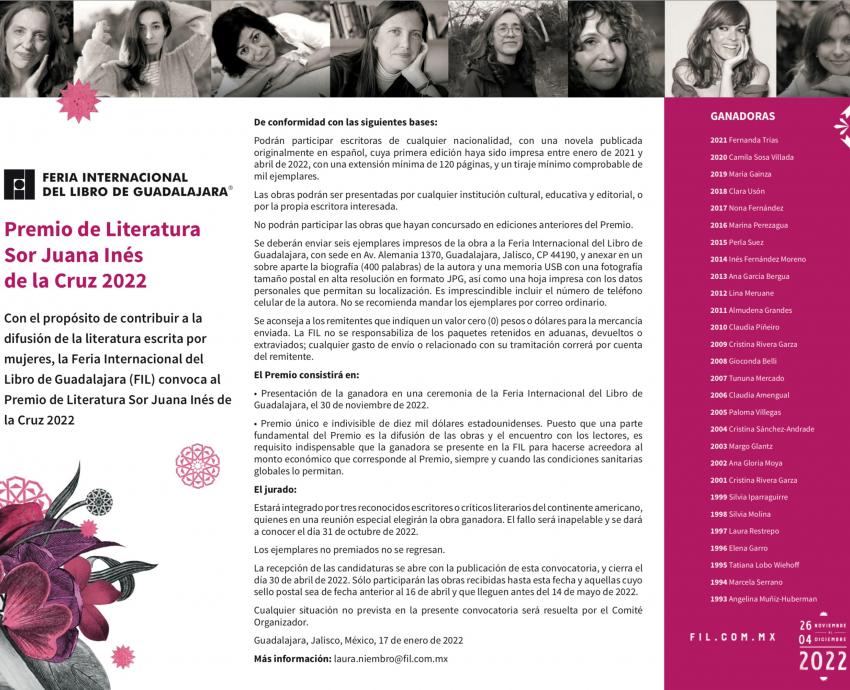 La FIL abre la convocatoria para el Premio Sor Juana 2022