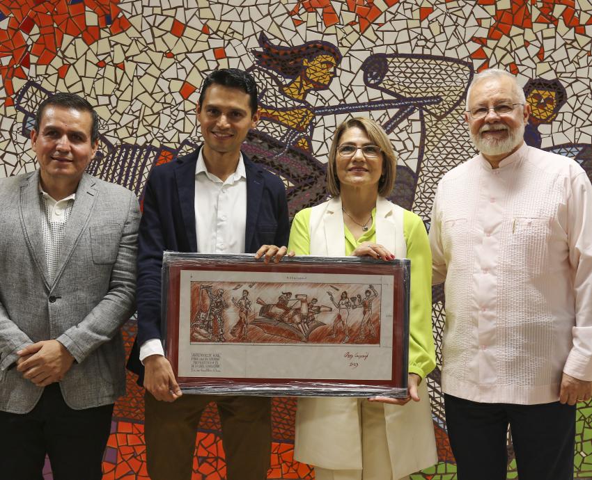 Obed Calderón presenta “Liberatura”, mural sobre el conocimiento, en Preparatoria 13