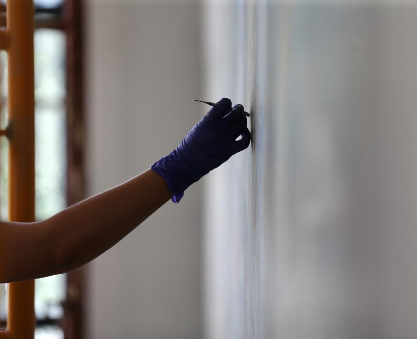 Avanzan trabajos de restauración en murales de José Atanasio Monroy en CUCEI