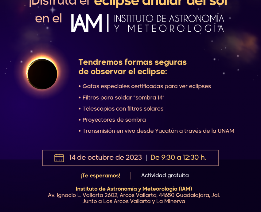 Invitan IAM y Ciencia UDG a observar el eclipse anular de manera segura