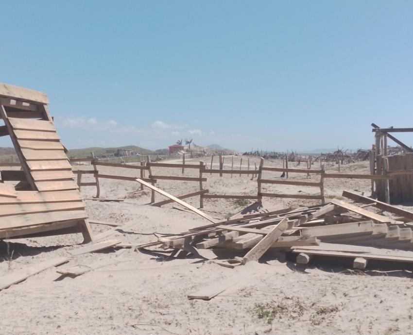Sufre graves daños campamento tortuguero “La Gloria” tras el paso del huracán Lidia