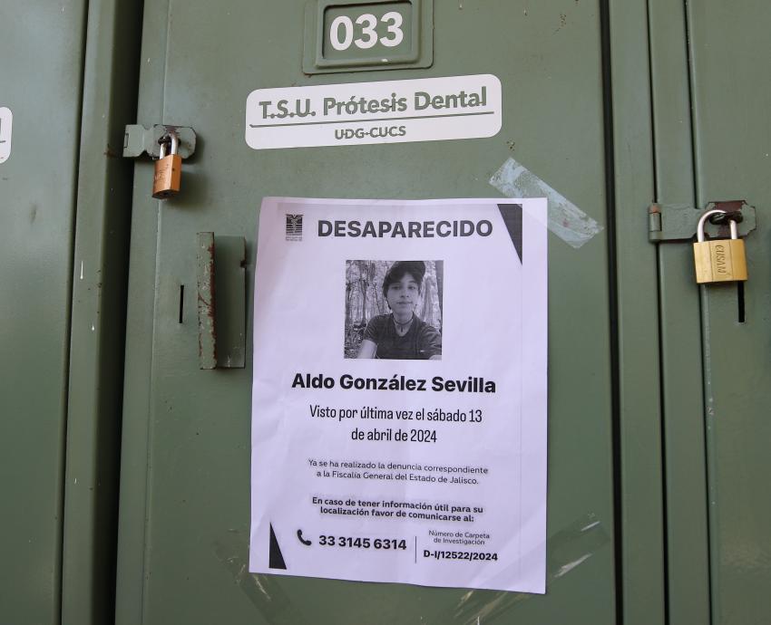 Para labores CUCS por desaparición de Aldo González Sevilla 