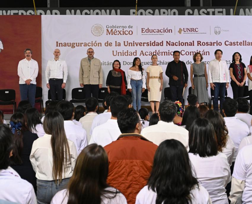 Rector Ricardo Villanueva Lomelí, acompaña a Claudia Sheinbaum a la inauguración de la Universidad Rosario Castellanos, en Chiapas
