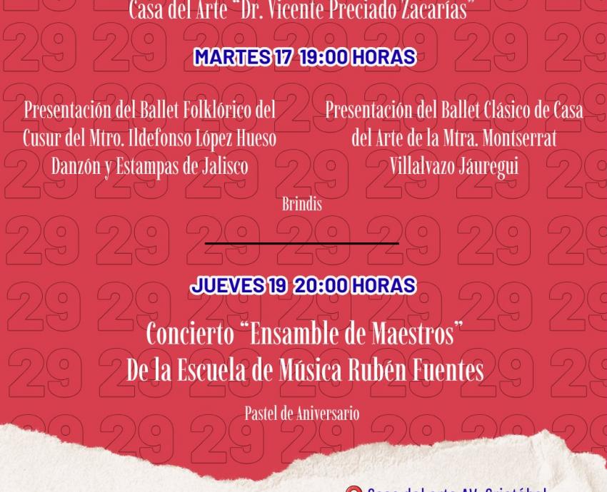 Celebrará su 29 aniversario la Casa del Arte del CUSur