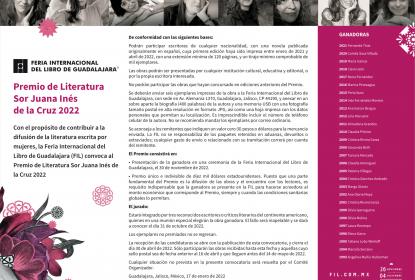 La FIL abre la convocatoria para el Premio Sor Juana 2022