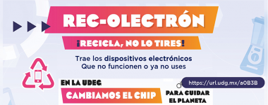 Cartel de ¡Participa en el REC-OLECTRÓN! Ubica los puntos de recolección