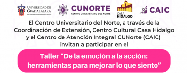 Cartel del Taller: "De la emoción a la acción: Herramientas para mejorar lo que siento"