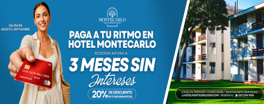 Cartel Paga a tu ritmo en Hotel Montecarlo