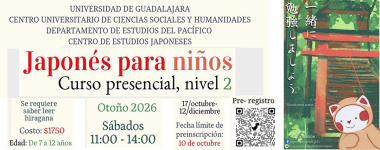Cartel de la convocatoria Japonés para niños. Curso presencial, nivel 2